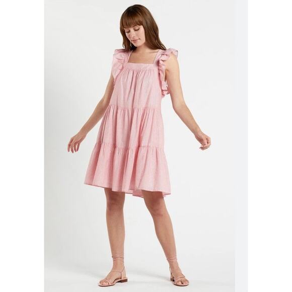 Marie Oliver Sailor Red & White Striped Cotton Linen Blend Dress Size M - Picture 1 of 10